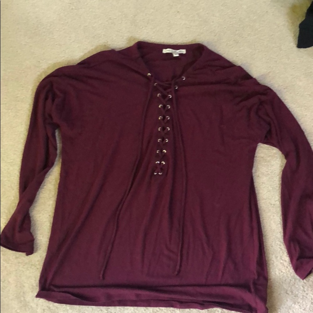 Express long sleeve tie top